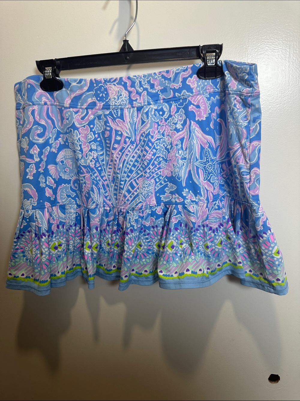 Lilly Pulitzer Blue Pink Printed Ruffle-Hem Mini Skirt (57)